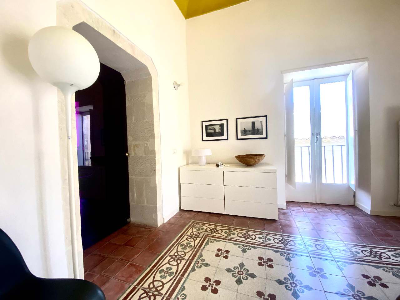 Elegant details of the double bedroom in Kleomene apartment, Ortigia, Syracuse