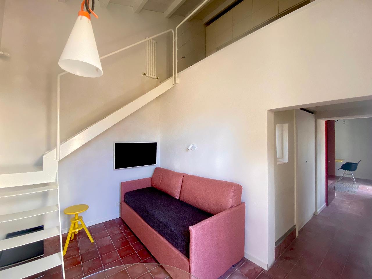Details of the loft bedroom in the Kleomene apartment, Ortigia, Syracuse
