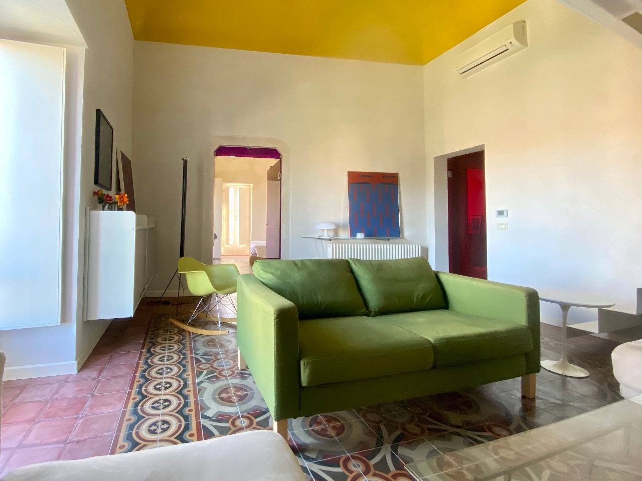 Refined details of the living room in Kleomene apartment, Ortigia, Syracuse